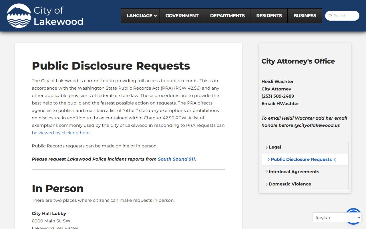 Lakewood jail mugshots public disclosure request portal