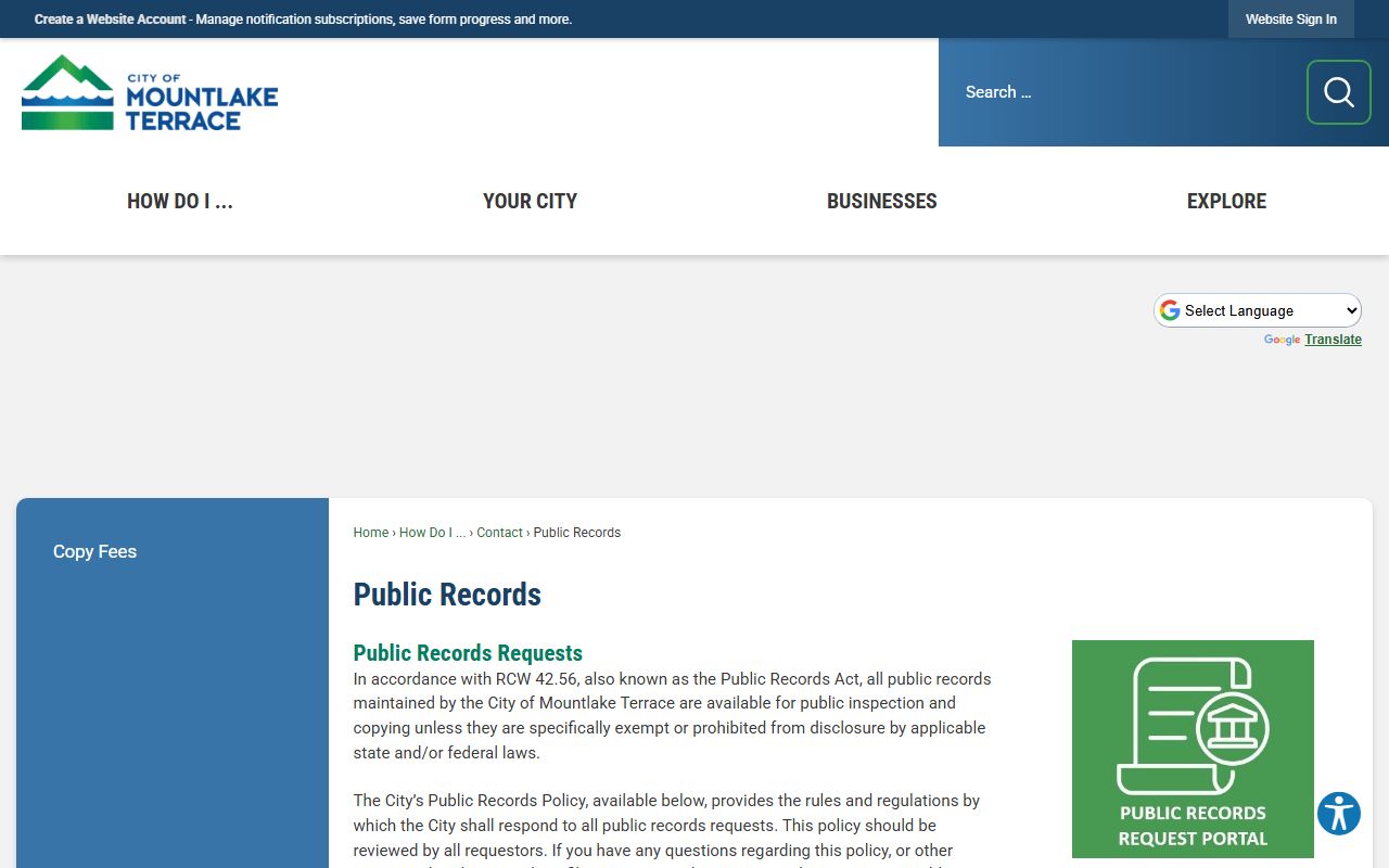 Mountlake Terrace jail mugshots city public records portal