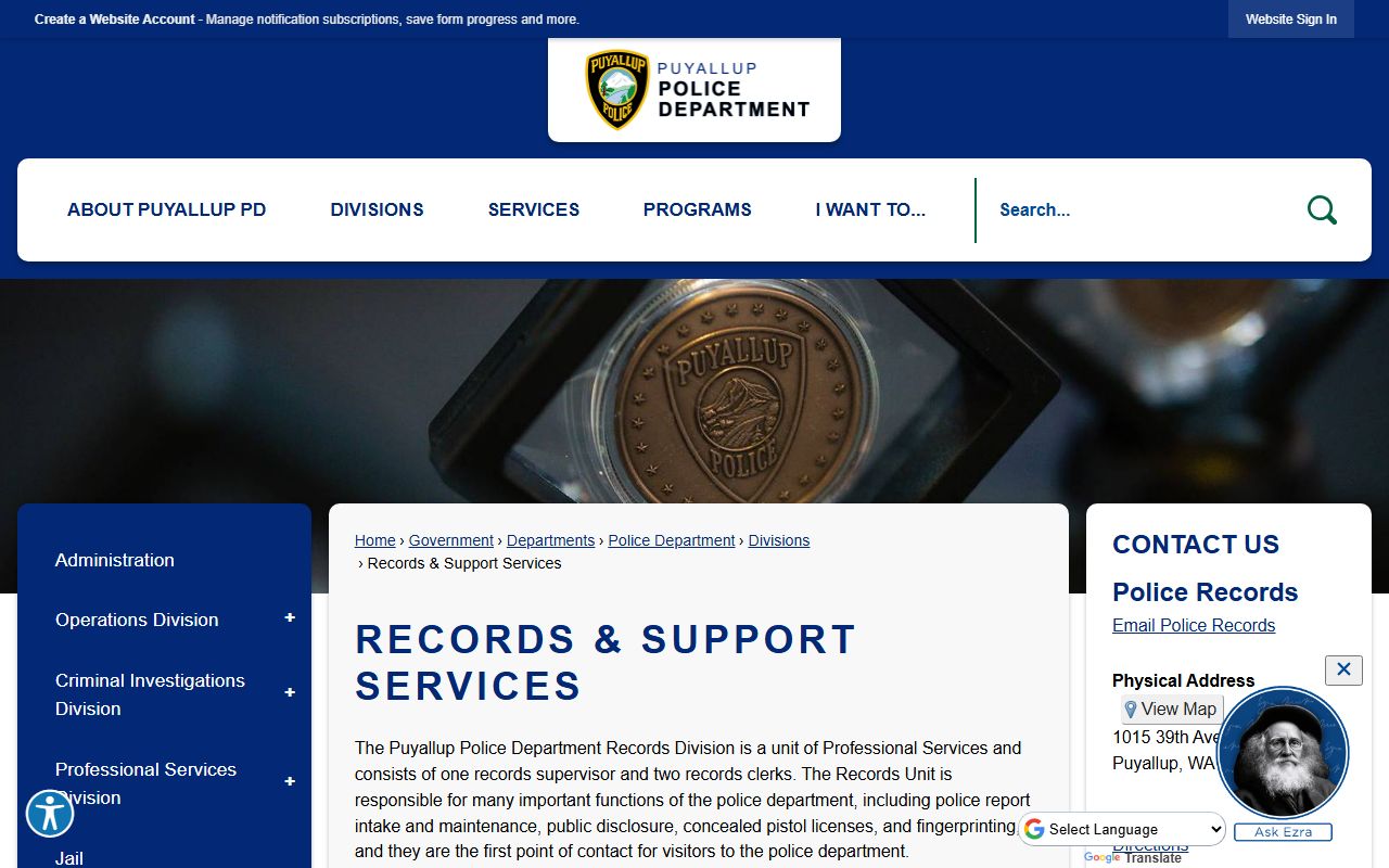 Puyallup jail mugshots Puyallup Police Records page