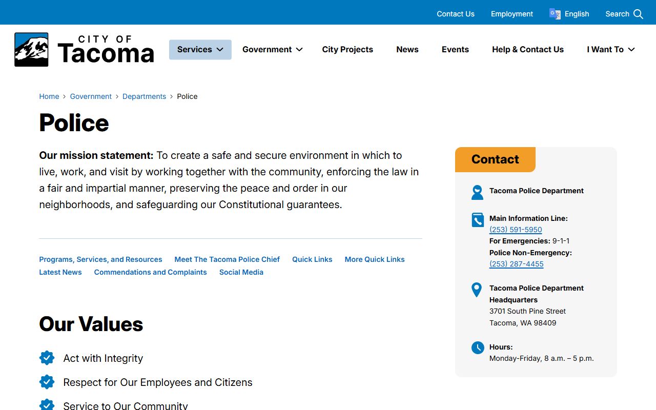 Tacoma jail mugshots Tacoma Police Department page