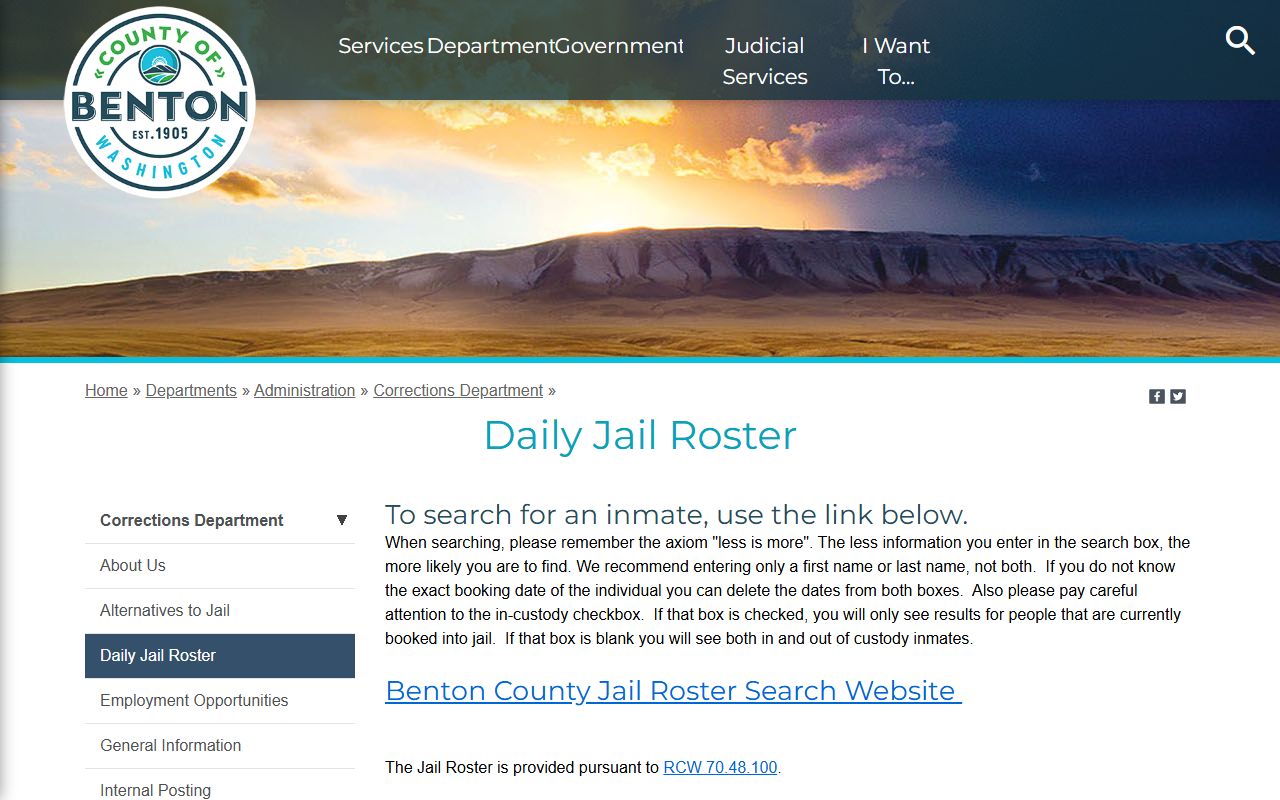 Benton County jail mugshots daily roster page