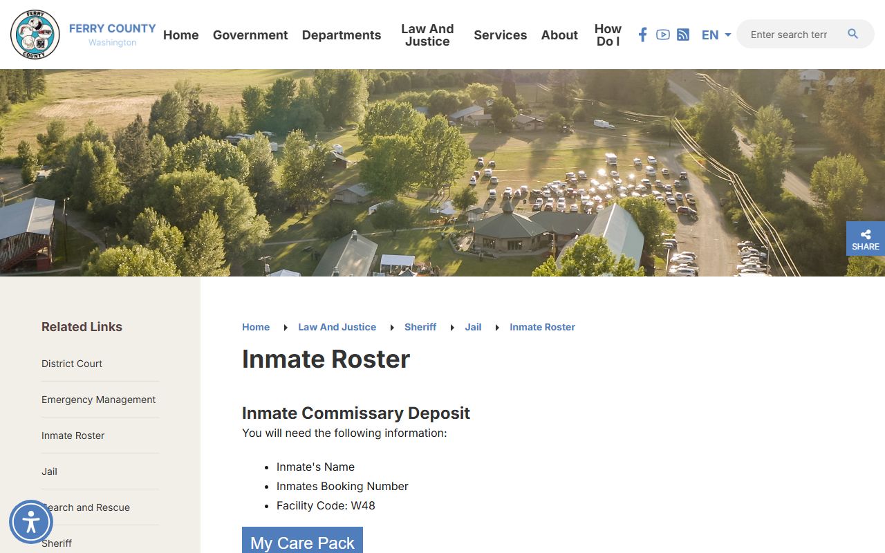 Ferry County jail mugshots daily inmate roster page