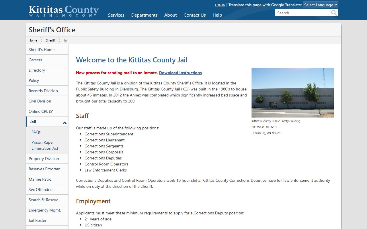 Kittitas County jail mugshots sheriff roster