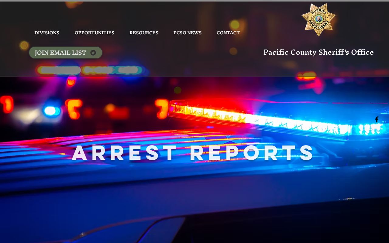 Pacific County jail mugshots and arrest reports from the Sheriff's Office