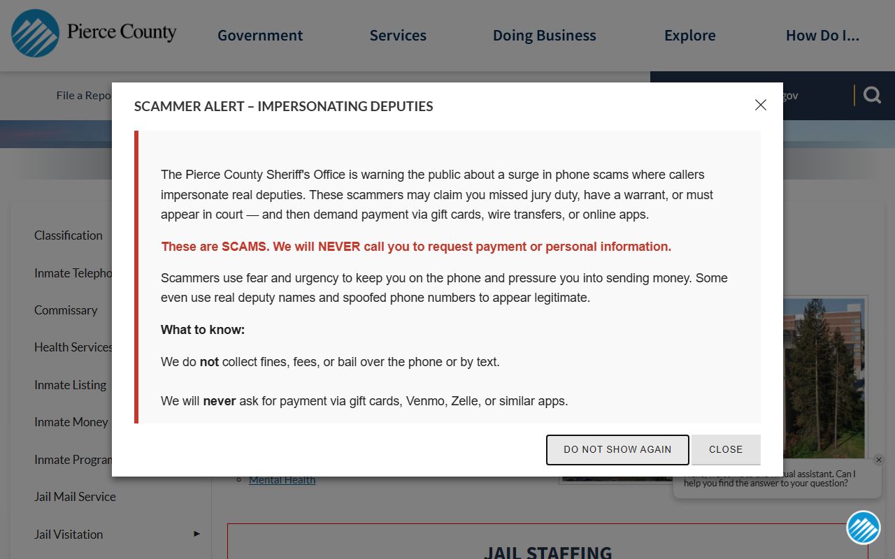Pierce County jail mugshots main jail page