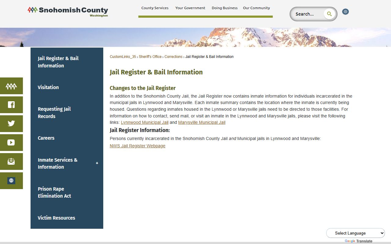 Snohomish County jail mugshots register bail info