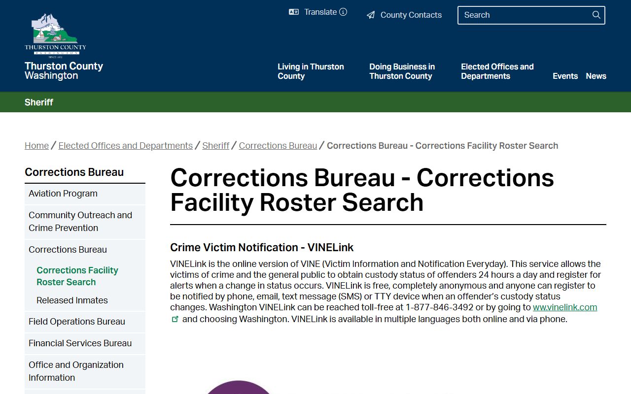 Thurston County jail mugshots corrections facility roster search