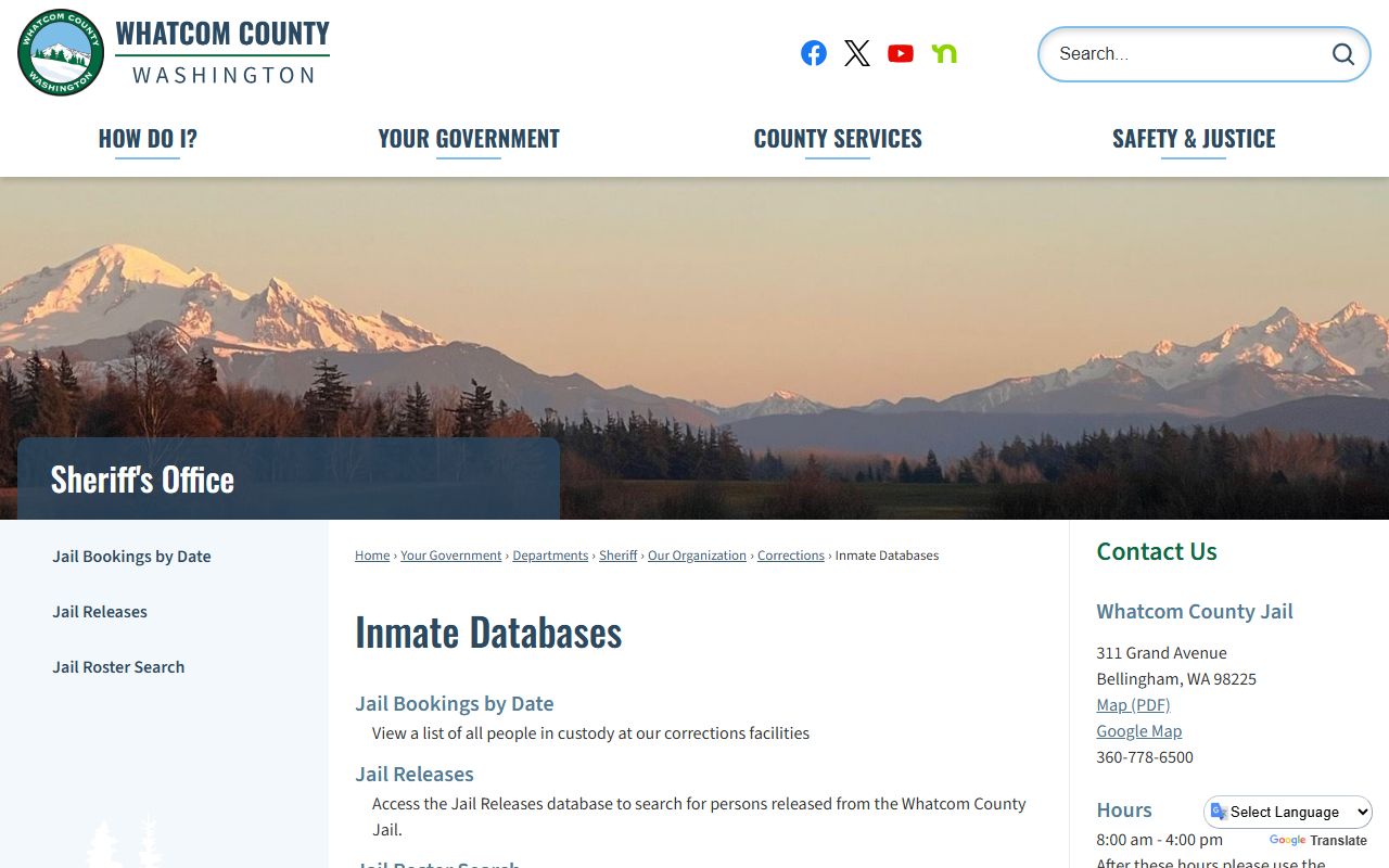 Whatcom County jail mugshots inmate databases portal