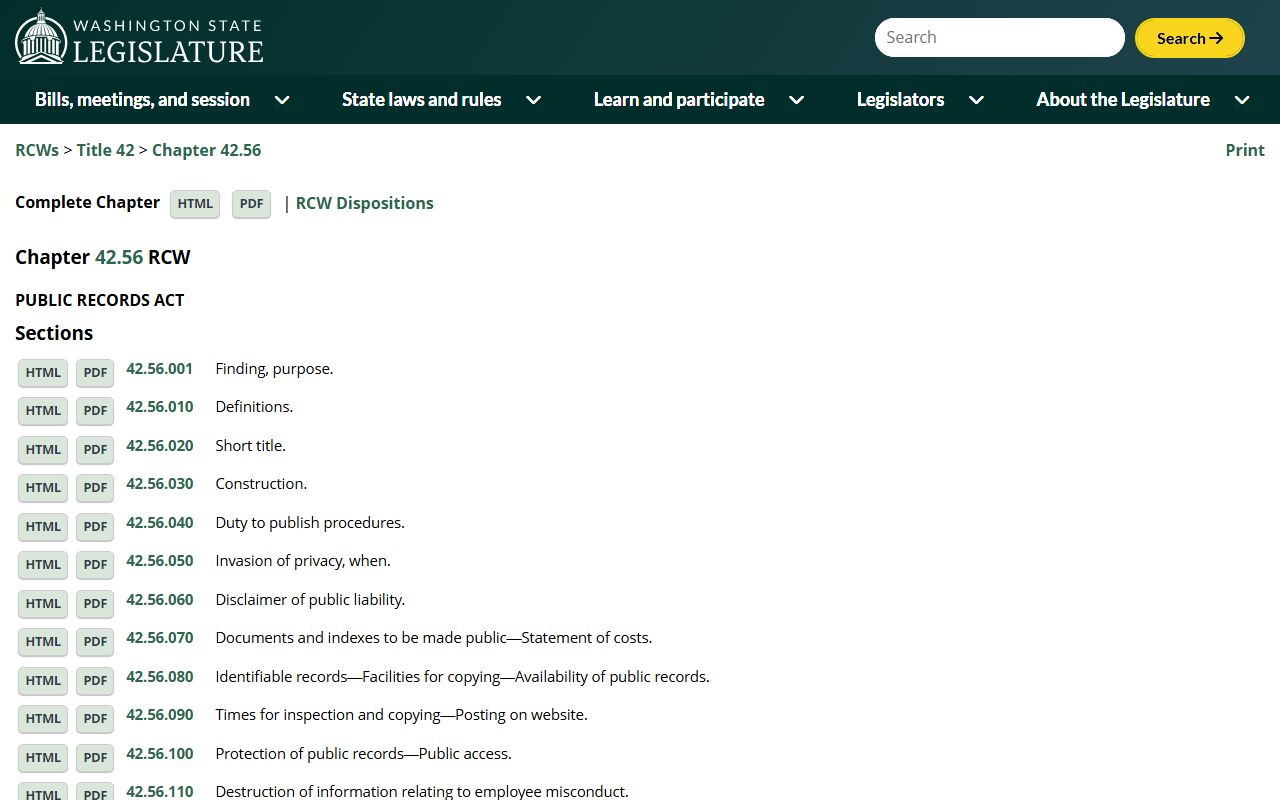 Washington jail mugshots RCW 42.56 Public Records Act