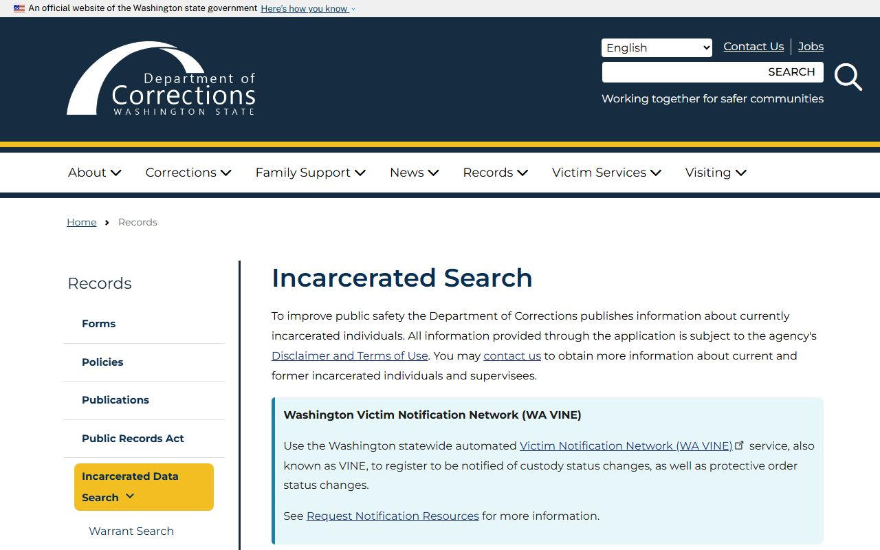Washington jail mugshots DOC incarcerated search